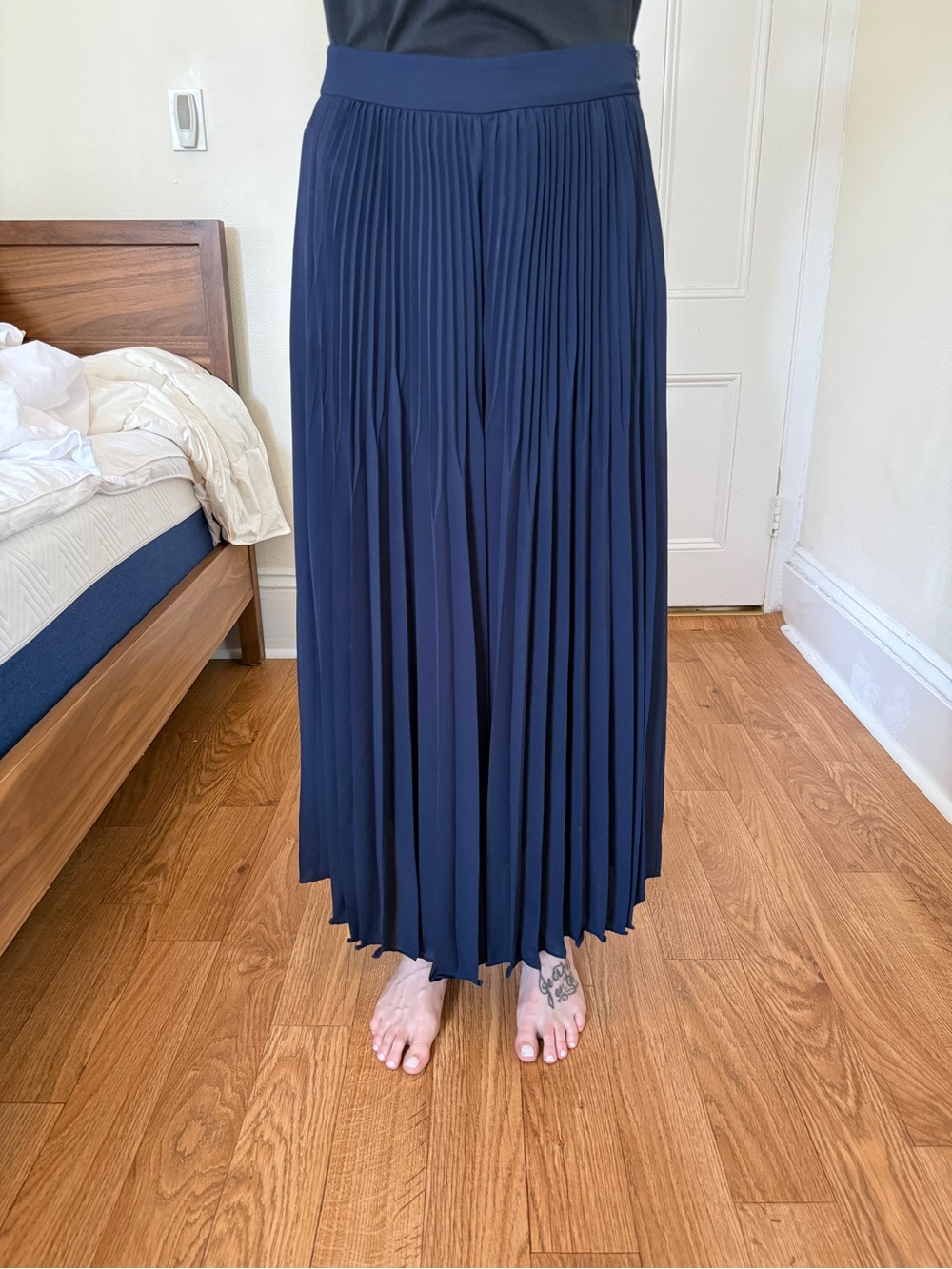 Classic Navy Pleated Maxi Skirt / Pants - Women's